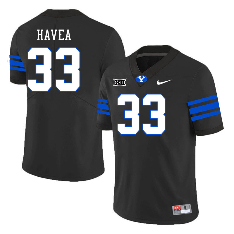 Men #33 Dallin Havea BYU Cougars College Football Jerseys Stitched Sale-Black